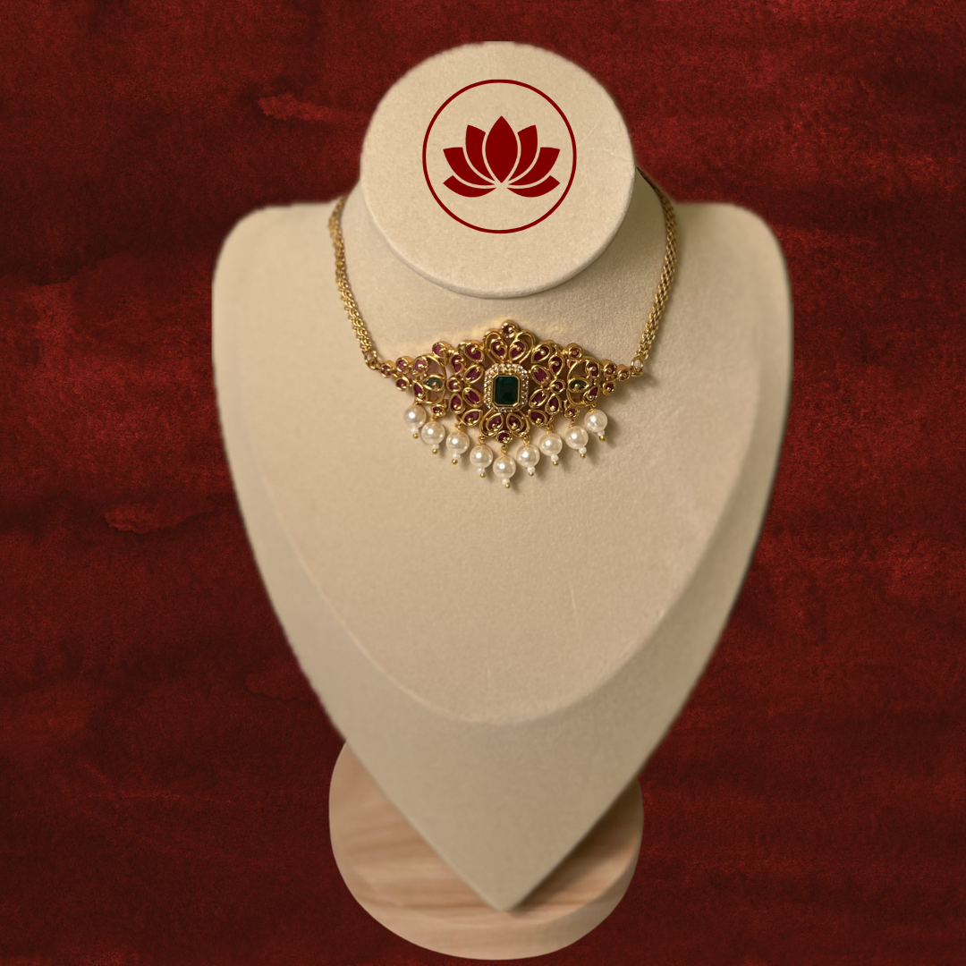 Soundharya Series: Ruby and Emerald Choker with Earrings