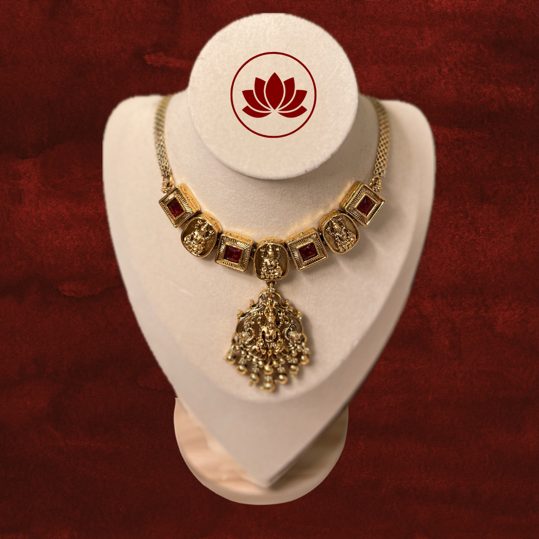 Aadhunika Series: Lakshmi & Peacock Choker and Earring Set