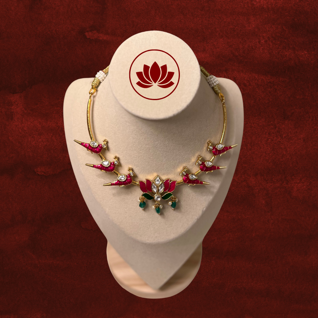 Tamara Series: Lotus and Parrot Necklace and Earring Set