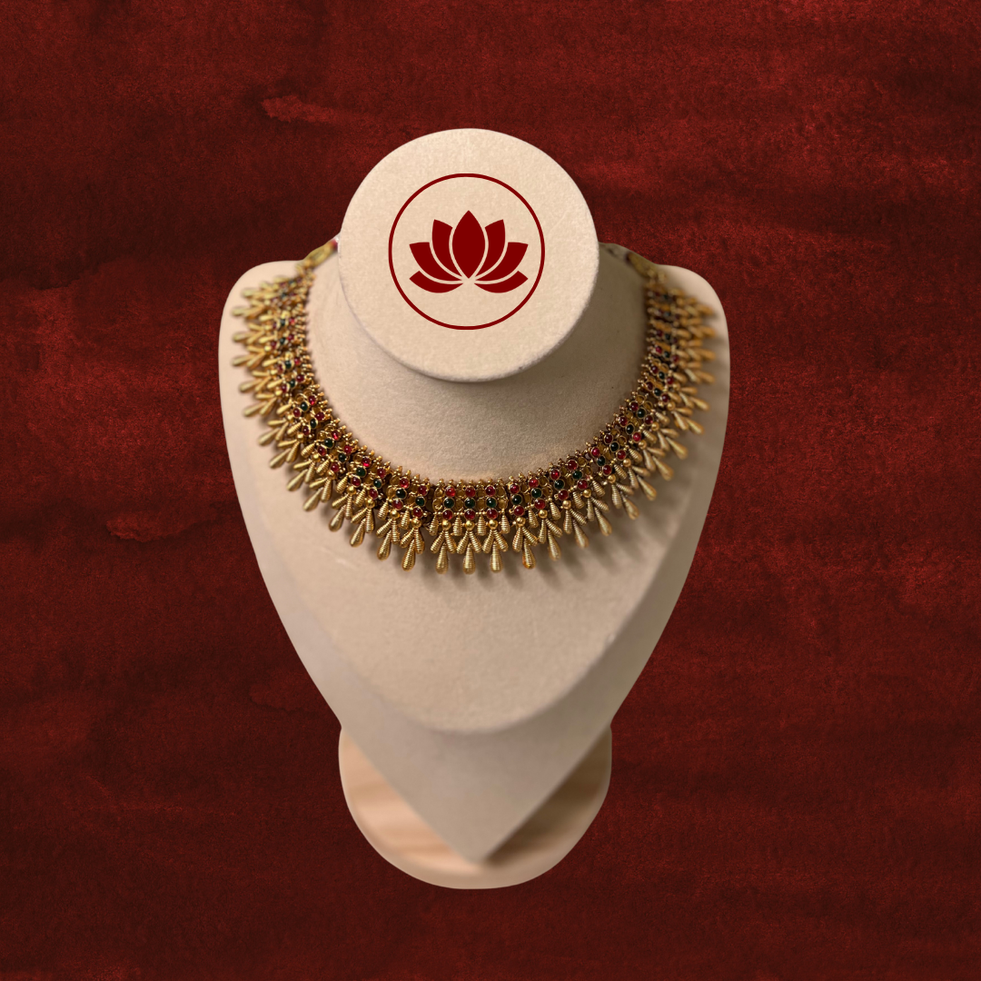 Parampara Series: Traditional Gold No Stone Necklace and Earring Set