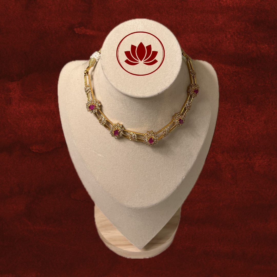 Soundarya Series: Elegant Ruby Necklace and Earring Set