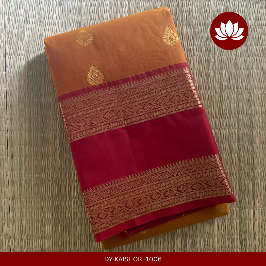 Parampara Series: Orange and Red Colour Semi Silk Saree