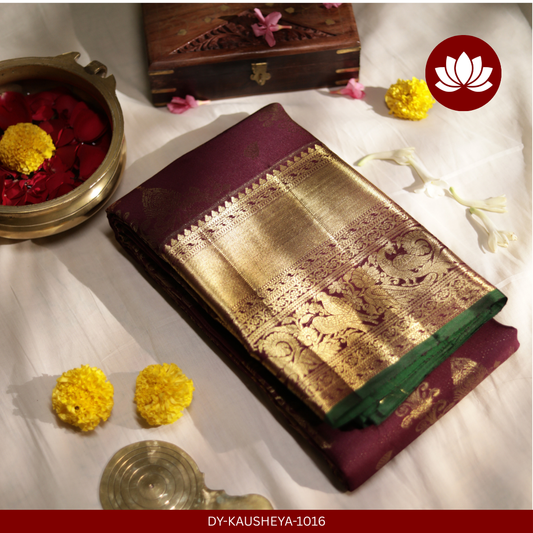 Vivaha Series: Purple Pure Silk Saree with Bird Border