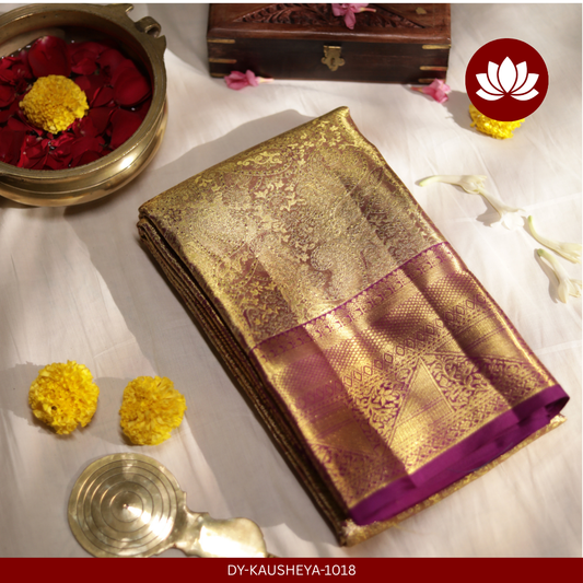 Vichitra Series: Dark Purple Full Paisley Saree