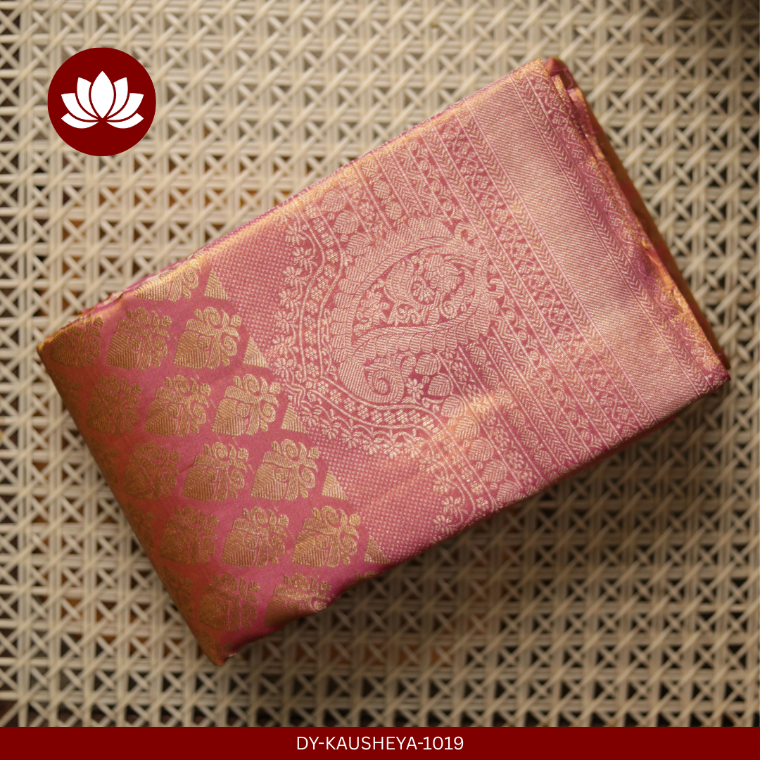  Pink Shaded Pure Silk Saree with Leaf Pattern