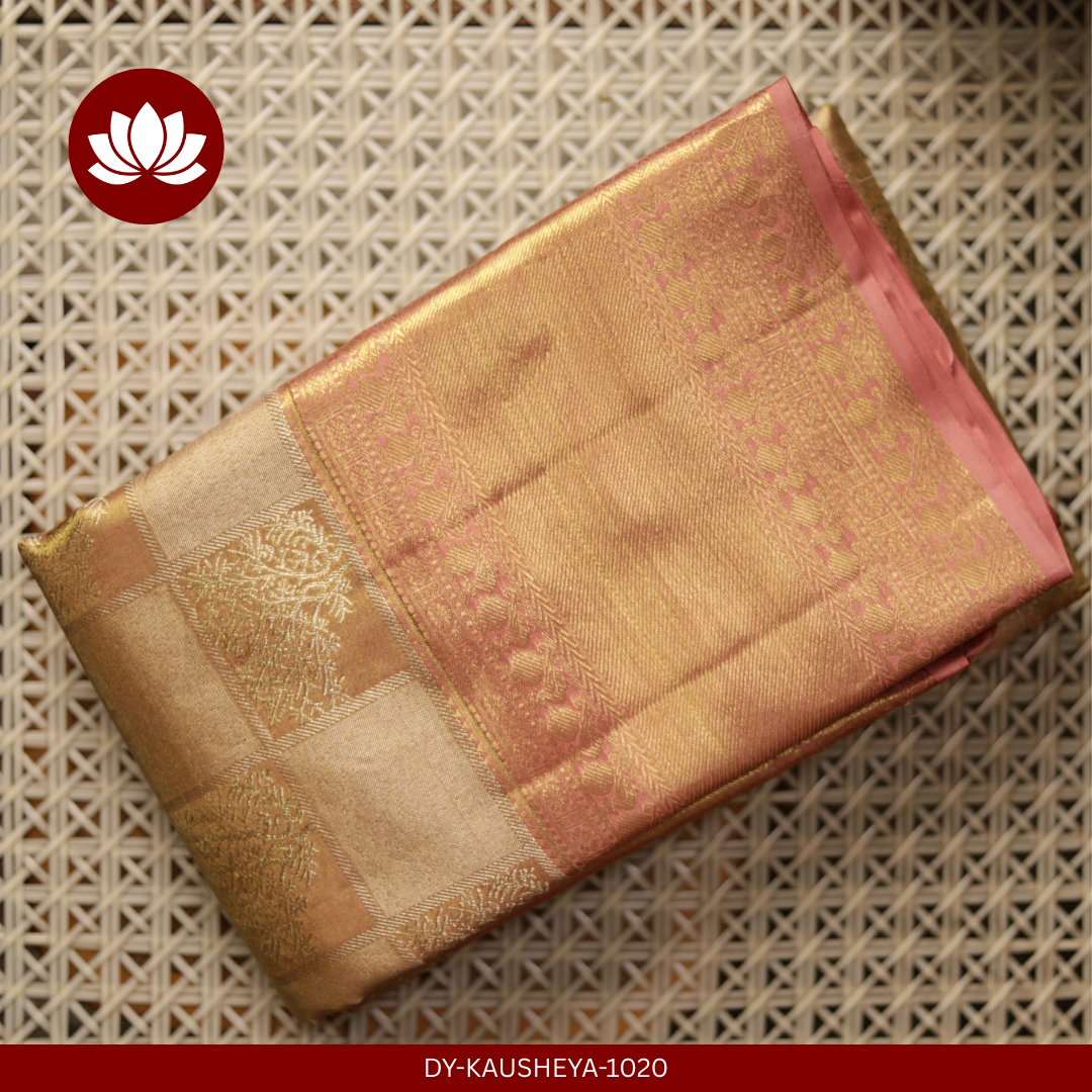  Off-White Pure Silk Saree with Tree Pattern
