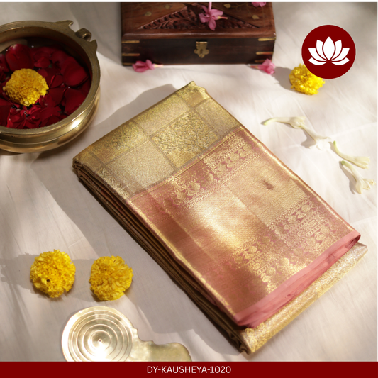 Vichitra Series: Off-White Pure Silk Saree with Tree Pattern