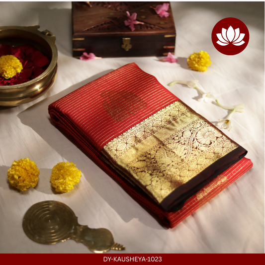 Parampara Series: Red Pure Silk Saree with Gold Border
