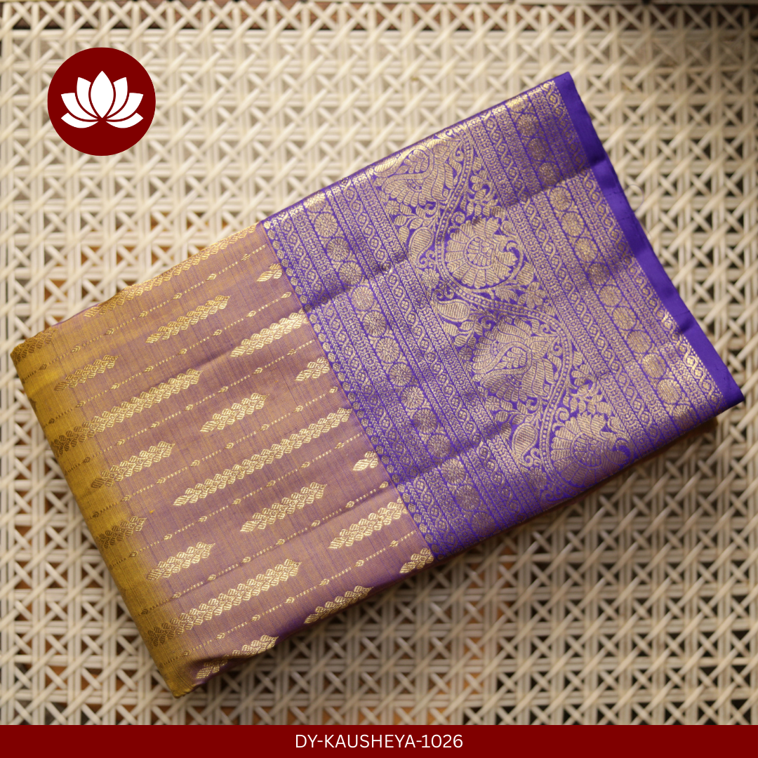  Olive Green Pure Silk Saree with Clear Blue Border