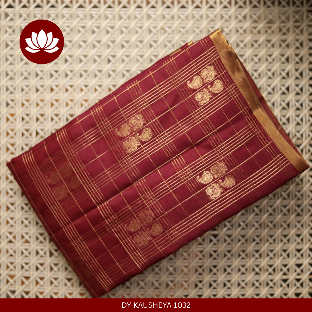  Traditional Maroon Pure Silk Saree with Intricate Designs and Gold Border