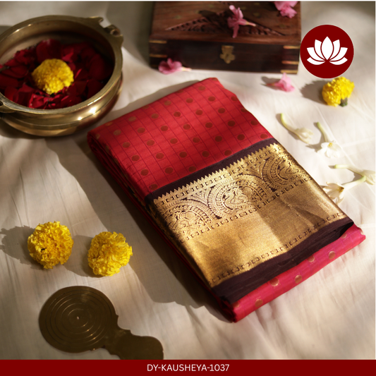 Rekha Series: Pink Pure Silk Saree with Brown Border