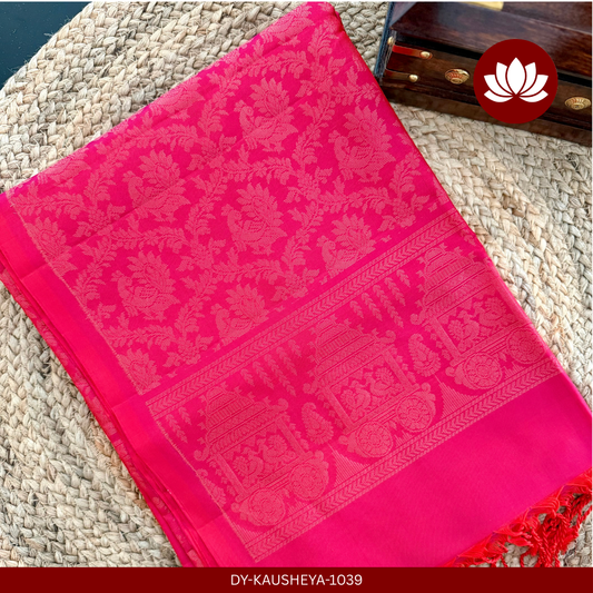 Lalita Series: Lightweight Double-shaded Fuchsia Pink Pure Silk Saree