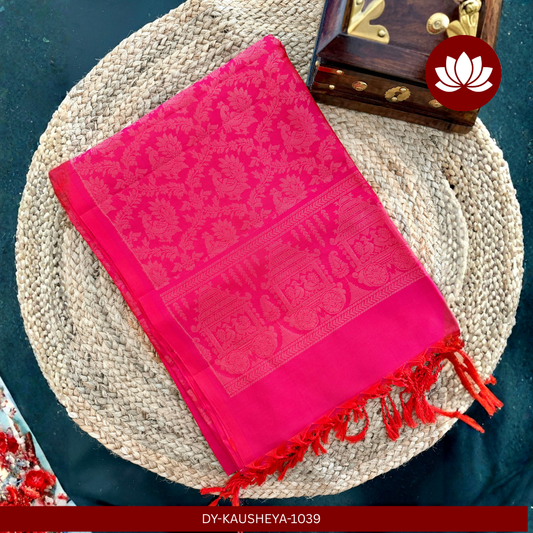 Lalita Series: Lightweight Double-shaded Fuchsia Pink Pure Silk Saree