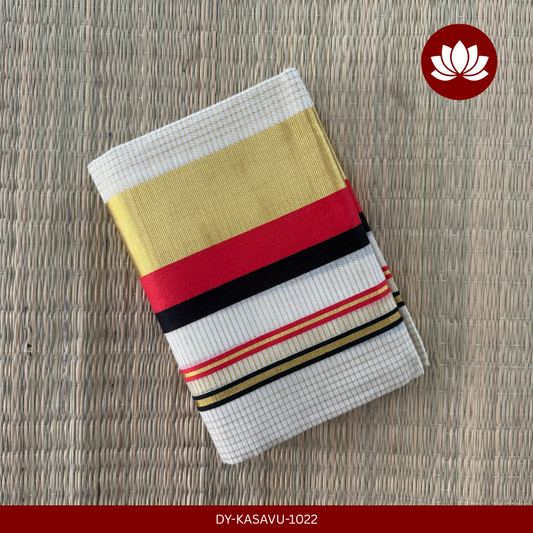 Kasavu Series: Checked  Set Mund Red and Black with Kasavu Border 2.8m
