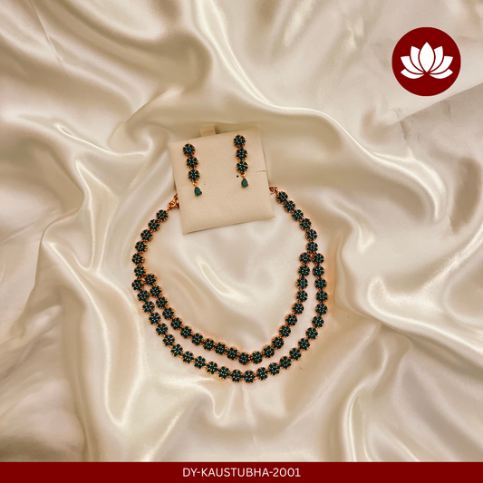 Sumana Series: Emerald 2 Layer Necklace and Earring Set