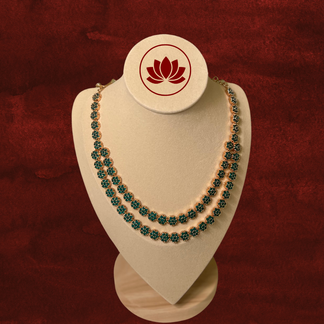 Sumana Series: Emerald 2 Layer Necklace and Earring Set