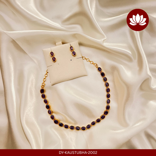Aadhunika Series: Light Purple Necklace and Earring Set