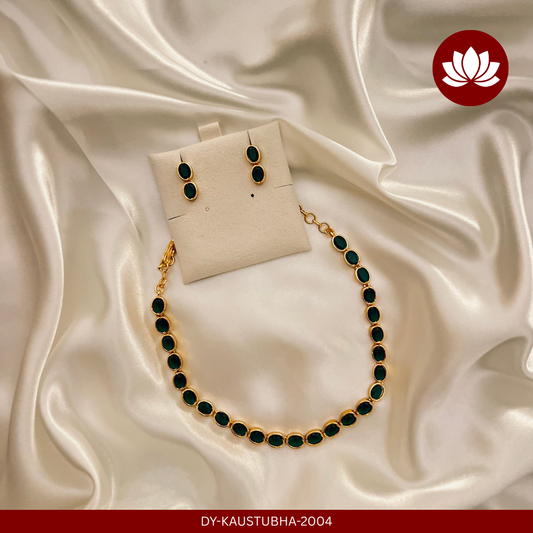 Aadhunika Series: Emerald Necklace and Earring Set