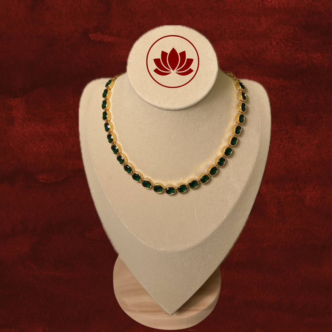 Aadhunika Series: Emerald Necklace and Earring Set