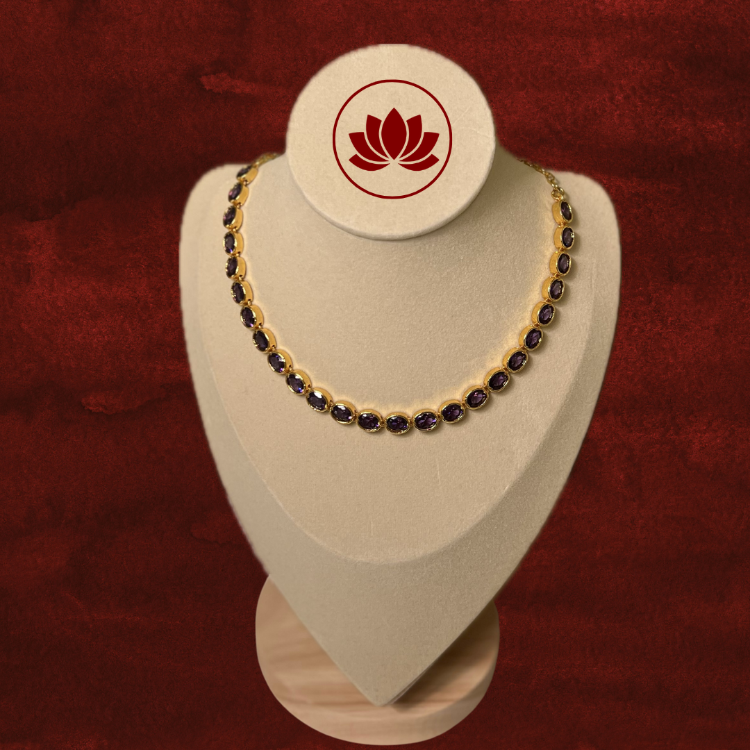 Aadhunika Series: Dark Purple Necklace and Earring Set