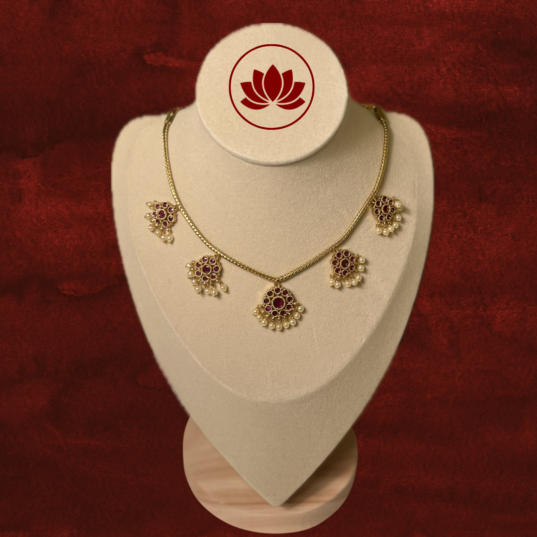 Parampara Series: Ruby Attigai Traditional South Indian Necklace and Earring Set