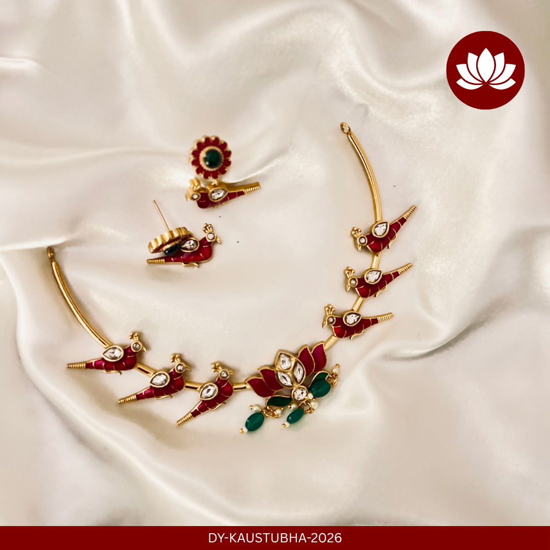 Tamara Series: Lotus and Parrot Necklace and Earring Set