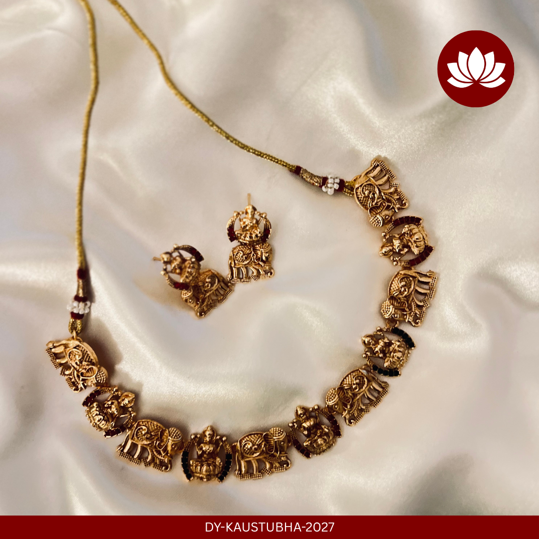 Parampara Series: Lakshmi Temple Necklace and Earring Set