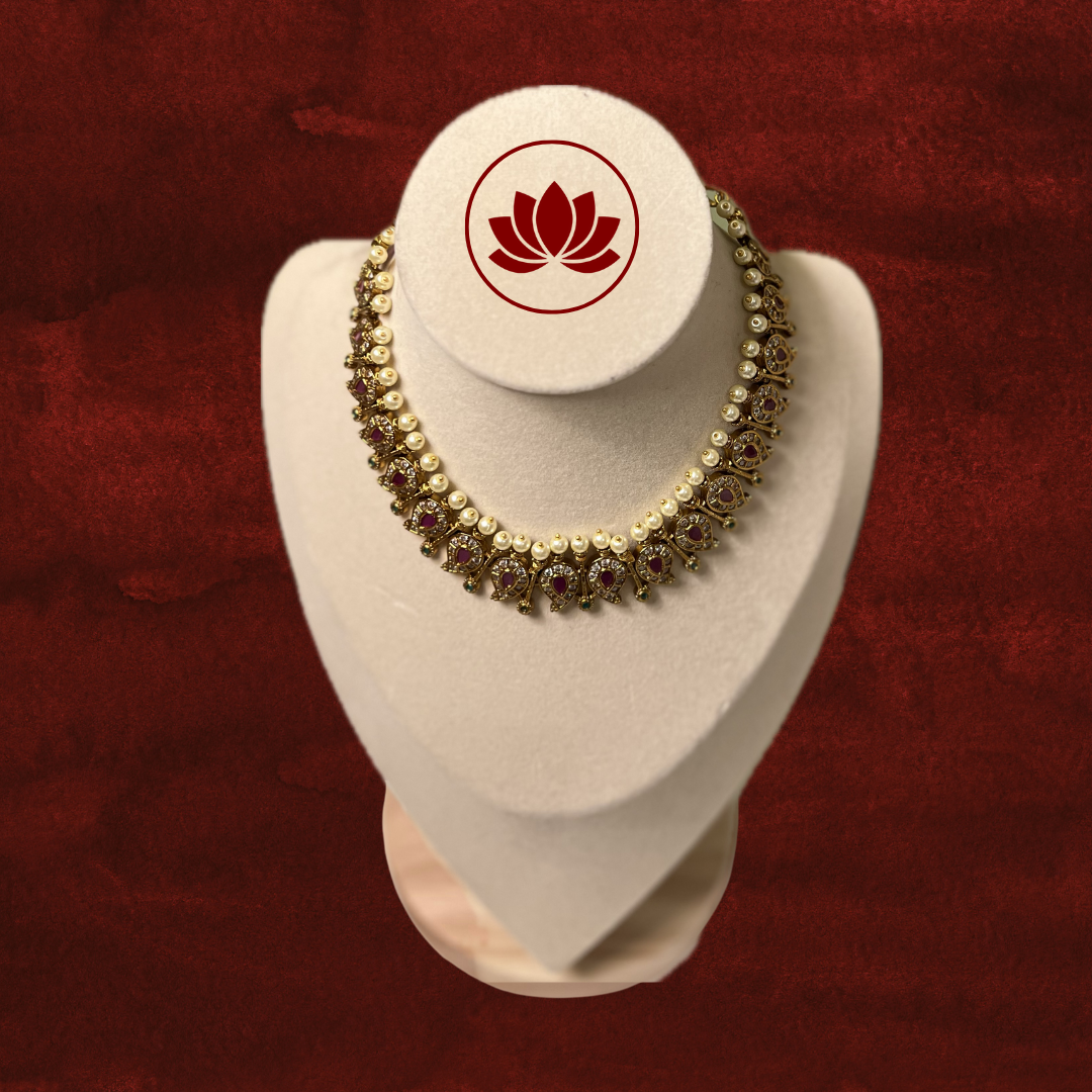 Parampara Series: Traditional Mango Design with Stone Necklace and Earring Set