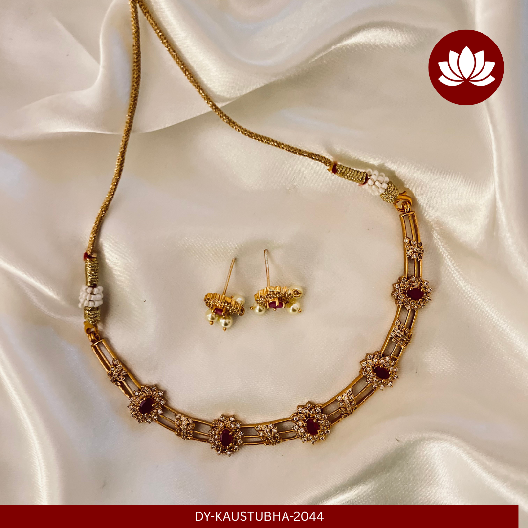 Soundarya Series: Elegant Ruby Necklace and Earring Set