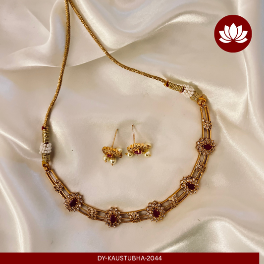 Soundarya Series: Elegant Ruby Necklace and Earring Set